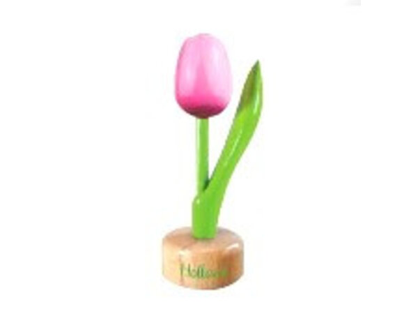 wooden tulip on foot in pink / white