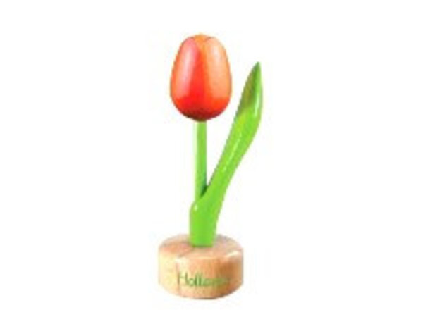Nijhuis klompenfabriek houten tulp op een voet in de kleur oranje