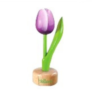 houten tulp op een voet in de kleur paars