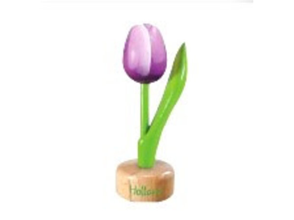 houten tulp op een voet in de kleur paars