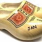 wooden shoes with text