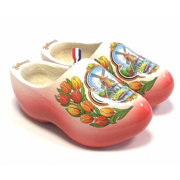 wooden shoes white with red sole