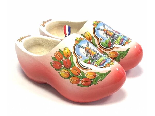 Holzschuhe weiß mit roter Sohle