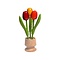  3 wooden tulip on one foot in the color red-orange-yellow