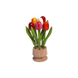 6 houten tulpen op een voet