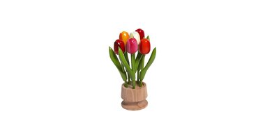 small wooden tulips on foot