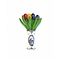  Small wooden tulips in a Delft blue vase with logo