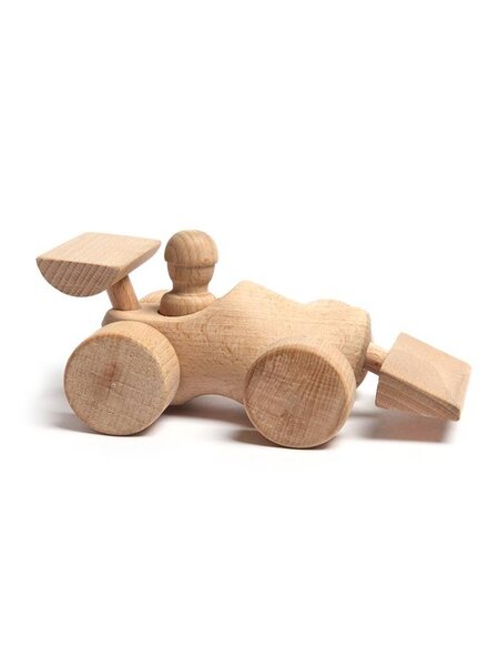 wooden toy clog executed as a race car