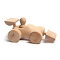 wooden toy clog executed as a race car