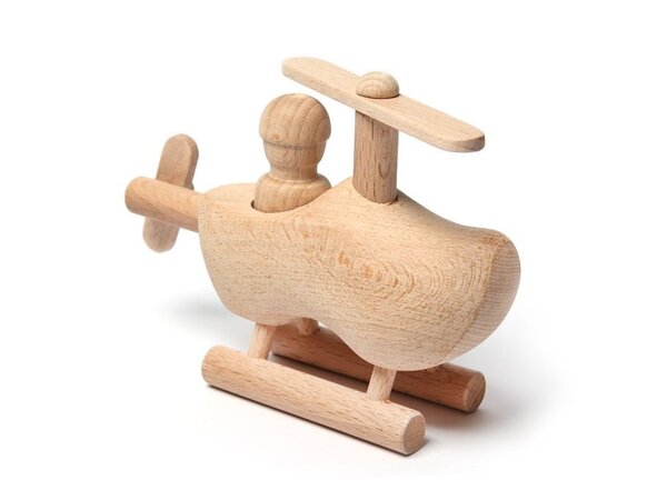 Spielzeugclog als Hubschrauber mit Gravur ausgeführt