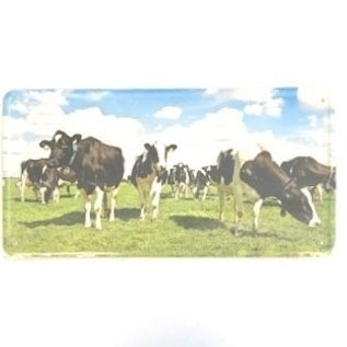 Aluminum sign with an image of cows