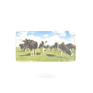 Aluminum sign with an image of cows