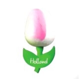 wooden tulip on a magnet with text large