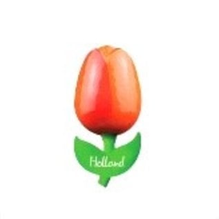 wooden tulip on a magnet with text small