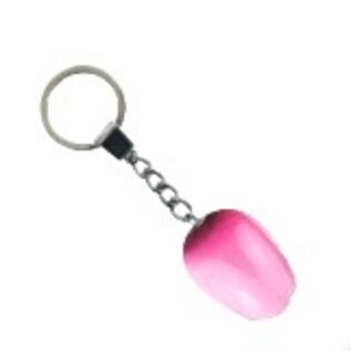 wooden tulip keyring with text in many colors