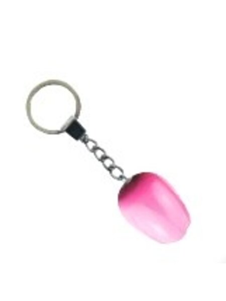 wooden tulip keyring with text