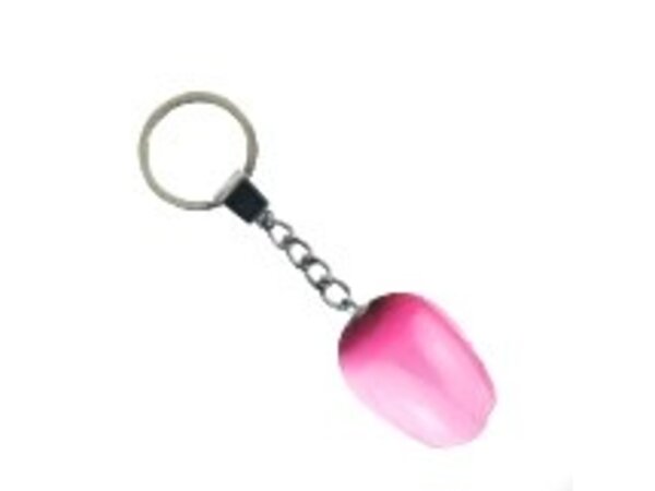wooden tulip keyring with text