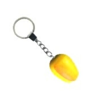 wooden tulip keyring with text in many colors