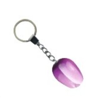 wooden tulip keyring with text in many colors