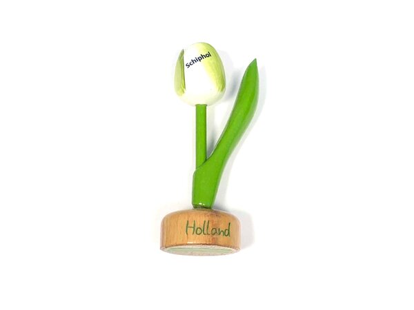 Wooden tulip on foot with text small