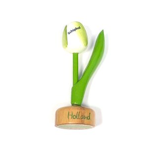 Wooden tulip on foot with text large in various colors