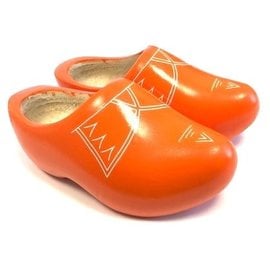 Orange Kinder Holzschuhe mit Zierleiste