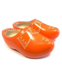 Orange Wooden Shoes with Stripes  – Authentic Dutch with a Cheerful Twist