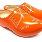 wooden shoes with text