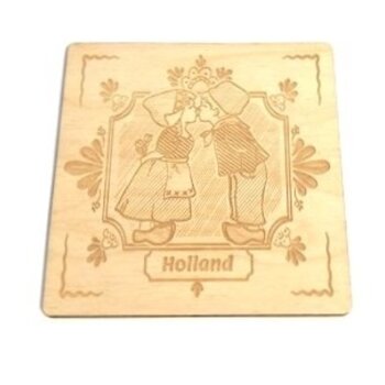 wooden coasters kissing couple