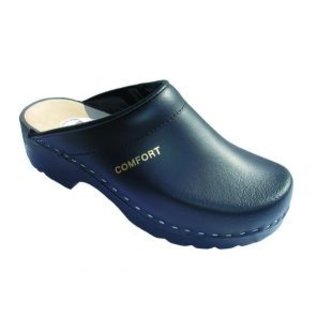 PU clog in black with open heel