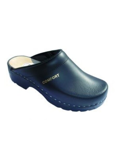 PU clog in black with open heel