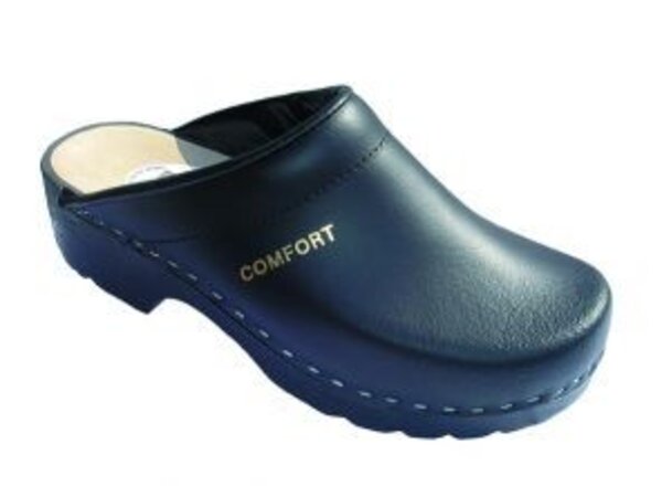 PU clog in black with open heel
