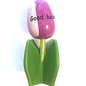 Holz Tulpen auf einem Blatt mit Text in verschiedenen Farben