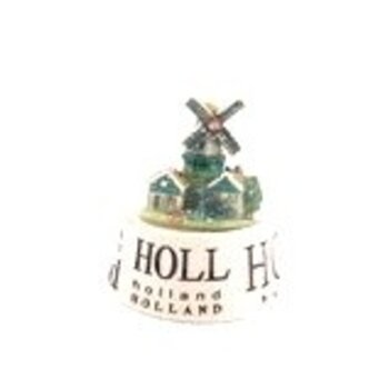 Snow globe white large with a village with windmill Snow globe white large with a village with windmill