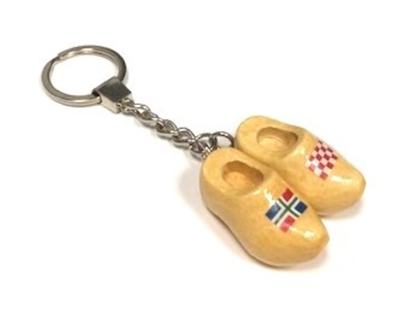 Sleutelhanger met 2 klompjes met vlag Sleutelhanger met 2 klompjes met vlag
