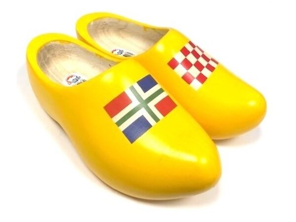 Wooden shoes with the flag