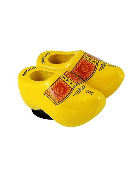 Magnetische Clogs gelb mit Bauernmotiv