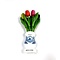  mixed wooden tulips in a white wooden vase