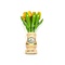  Gelbe Tulpen aus Holz in einer transparenten Holzvase