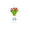  Rosa-weiße Tulpen aus Holz in einer weißen Holzvase