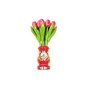 Pink-white wooden tulips in a red wooden vase