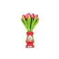 Roze-witte houten tulpen in een rode houten vaas