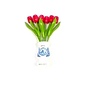 Pink wooden tulips in a white wooden vase