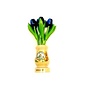 Blue wooden tulips in a transparent wooden vase