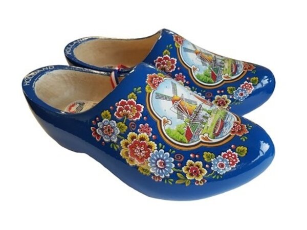 Blue wooden shoes with a windmill