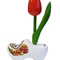 wooden tulip on a clog with text