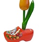Houten tulpje op een klompje met logo