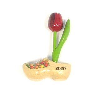 wooden tulip on a clog with text