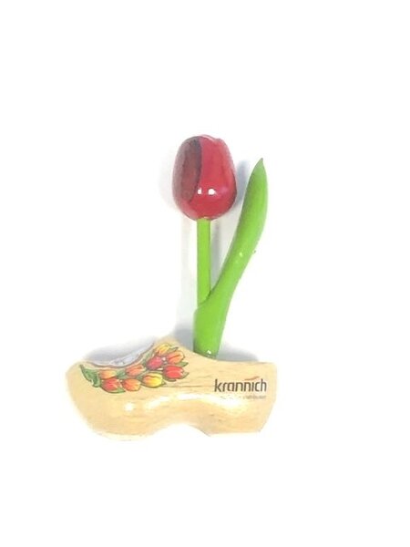 Houten tulpje op een klompje met logo