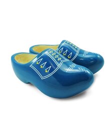 Blue children's clogs with white stripes